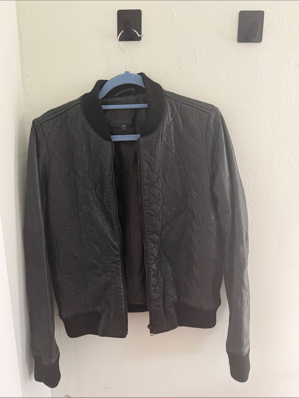 Joe's Jeans Black Quilted Leather Bomber Jacket - 100% Leather